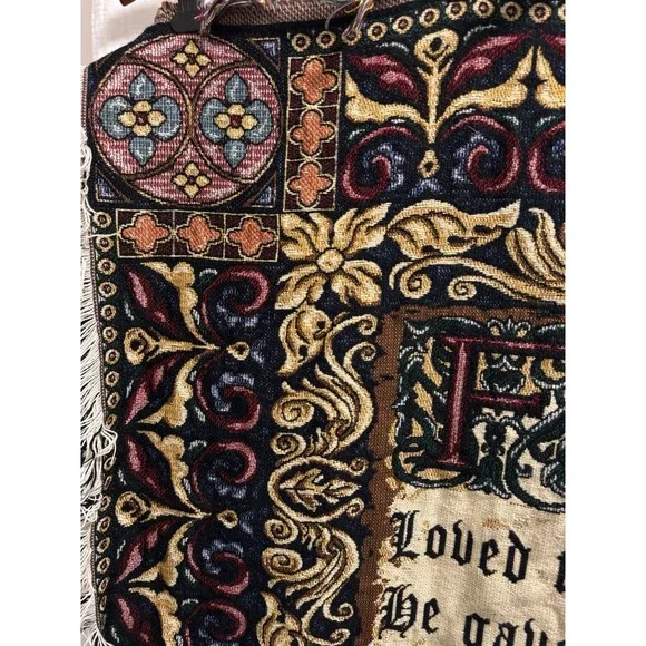 Crown Crafts Religious John 3:16 For God so loved the world Throw Blanket 46x52" - Picture 2 of 10